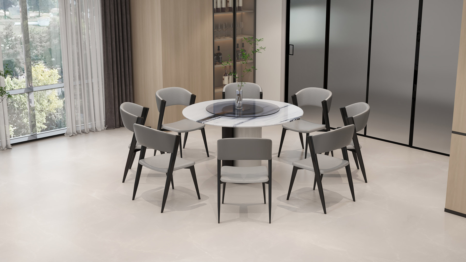 <p>Specification:</p><p>TABLE:￠1350MM</p><p>CHAIR:515*580*815MM</p><p><br/></p>